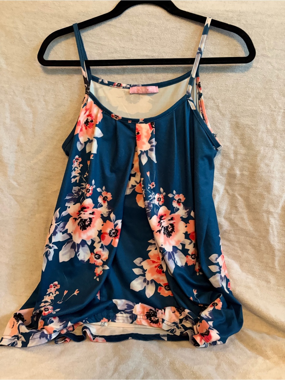 Floral Split-Front Cami Maternity Tank Top - Teal Pink